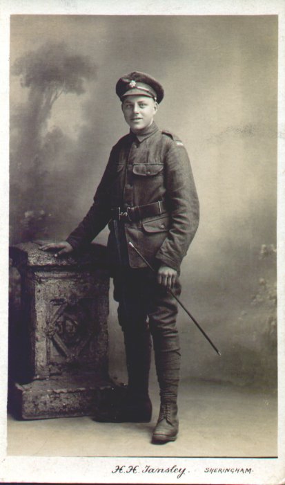  2nd in full army uniform after being called up for first world war.